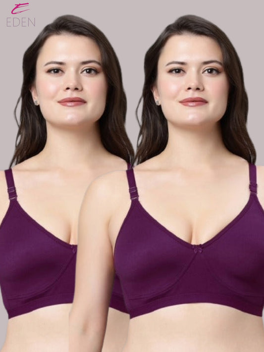 Non Padded, Plus Size, Super Combed ,Cotton Stretch, Full Coverage, Everyday Bra, Wine
