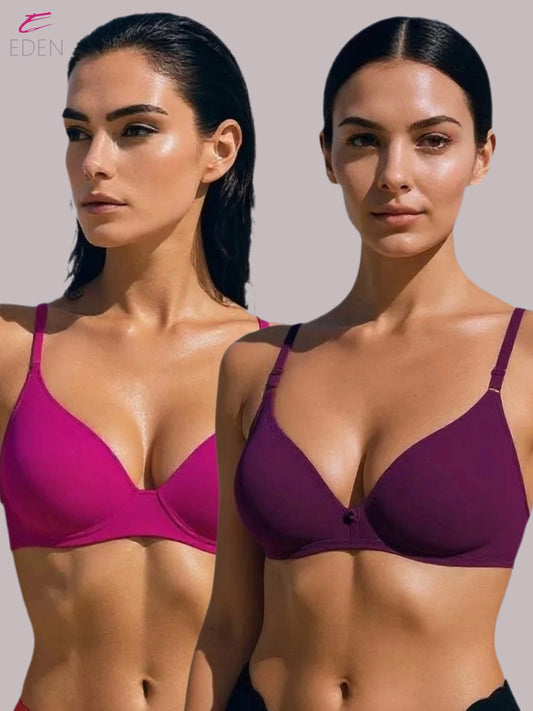 Wirefree, Non Padded, Cotton, Medium Coverage, Tshirt Bra ,Magenta-Wine