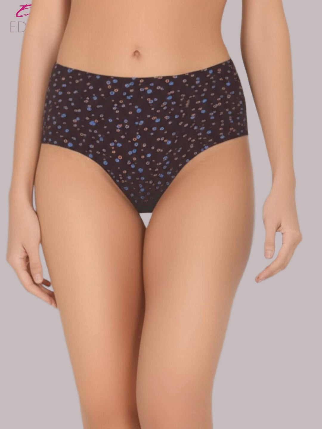 Eden High Rise, Full Coverage ,Cotton ,PrintedHipster,Panty,Brown