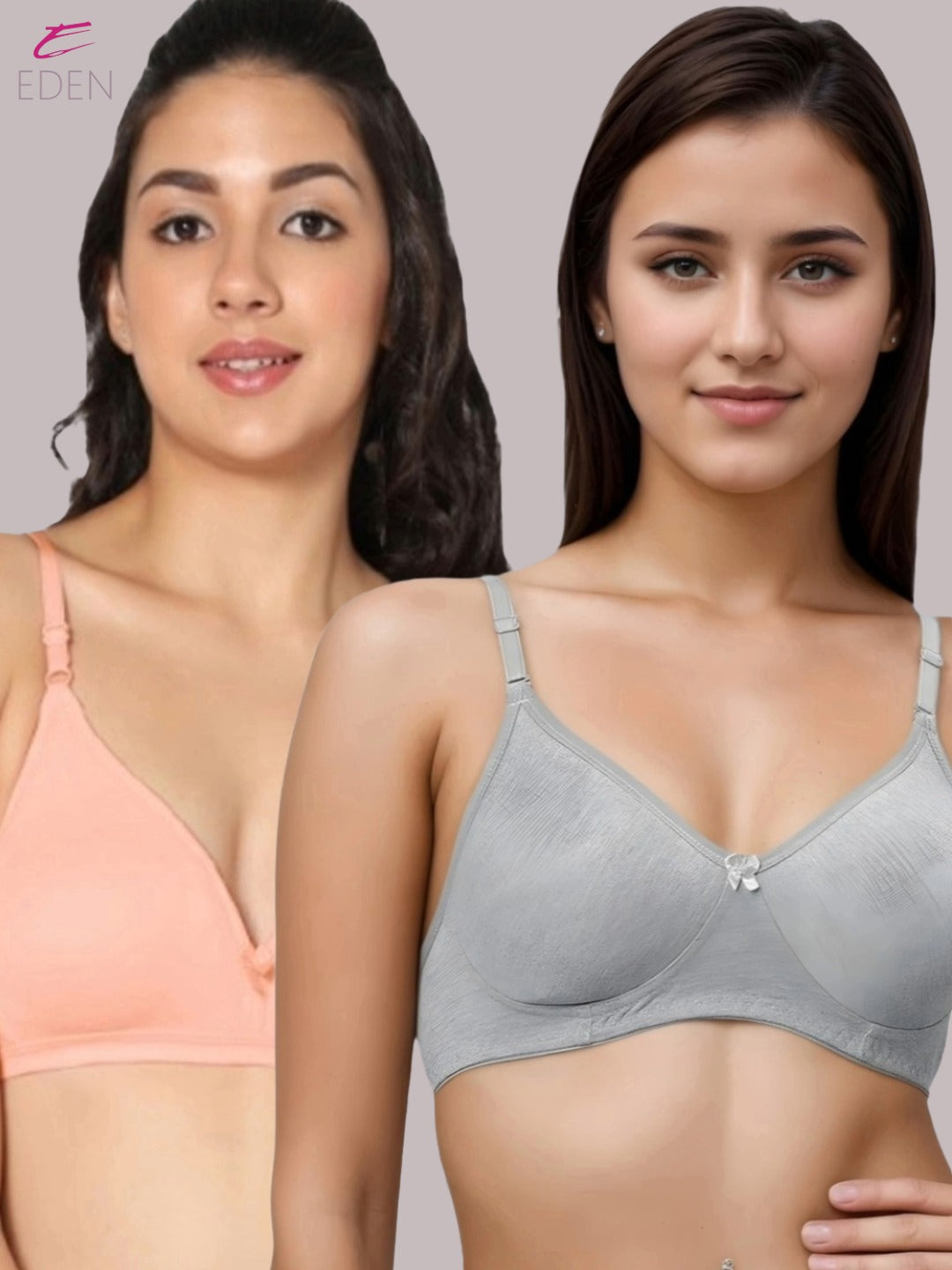 Wirefree, Non Padded, Cotton, Medium Coverage ,Tshirt Bra, Grey-peach