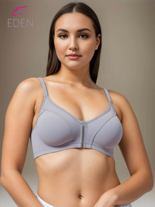 Non Padded, Plus Size, Super Combed, Cotton Stretch, Full Coverage ,Everyday Bra, Grey