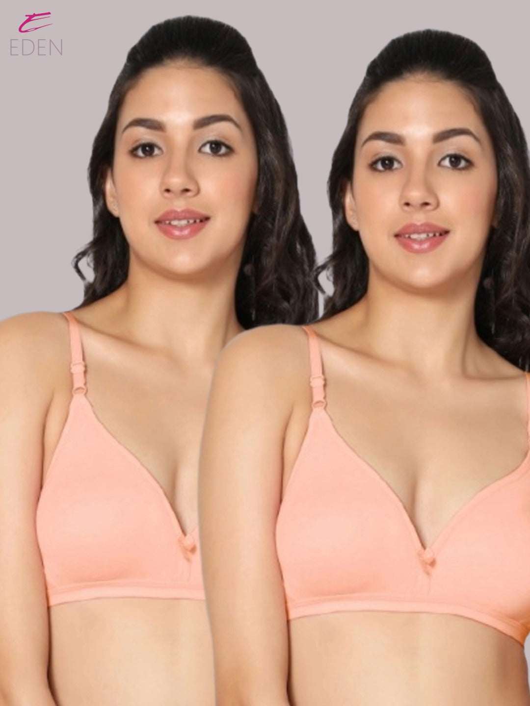 Wirefree, Non Padded, Cotton, Medium Coverage ,Tshirt Bra, Peach