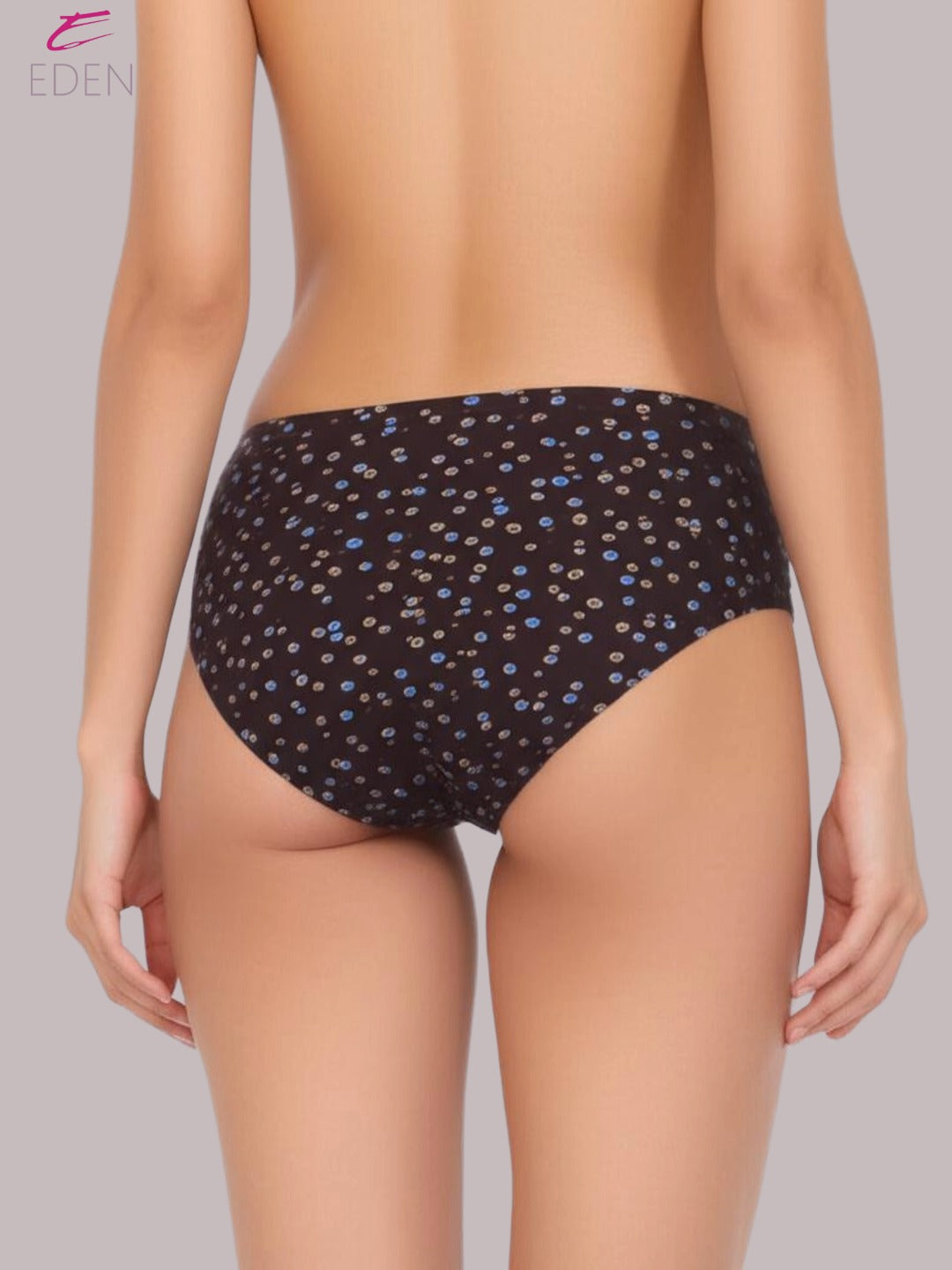 Eden High Rise, Full Coverage ,Cotton ,PrintedHipster,Panty,Brown