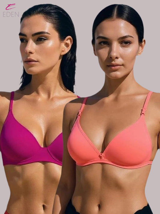 Wirefree, Non Padded, Cotton, Medium Coverage, Tshirt Bra ,Tomato-Magenta