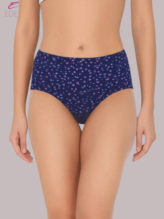 Eden High Rise, Full Coverage ,Cotton ,PrintedHipster,Panty,NavyBlue