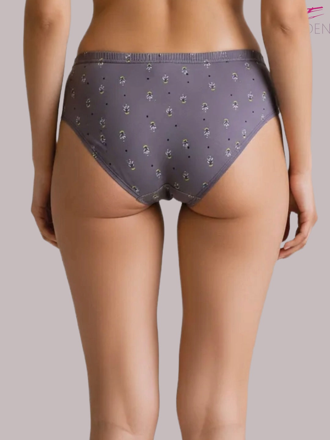 Eden Medium Rise, Full Coverage ,printed, Inner ElasticHipster Panty-IE050,Grey