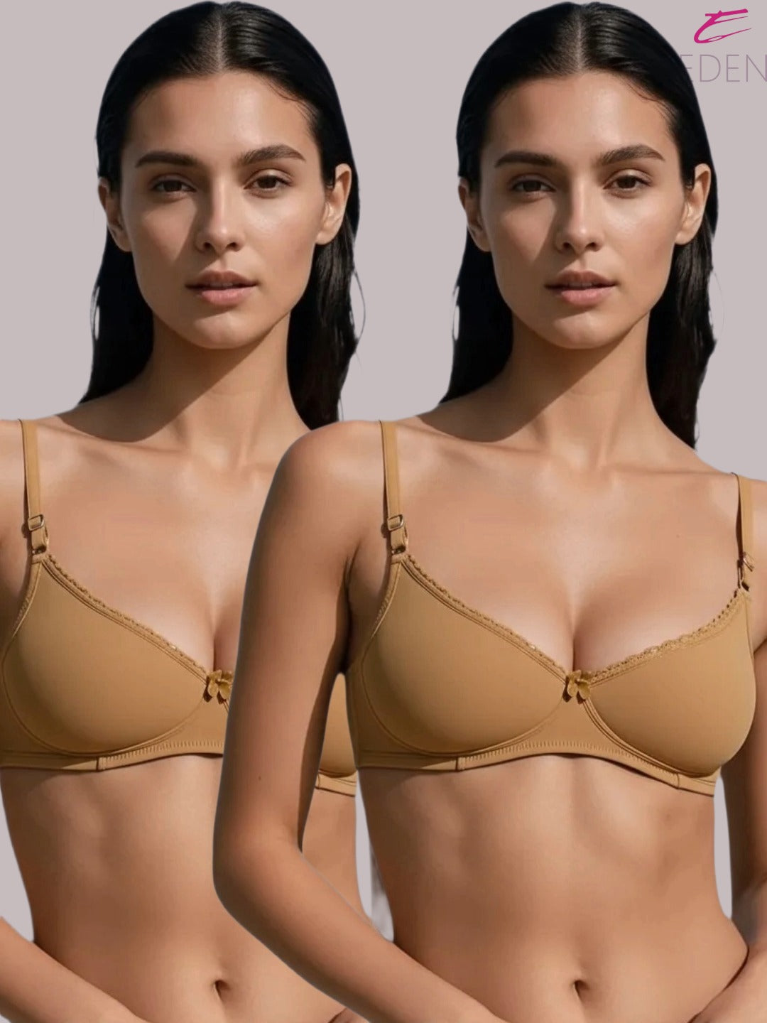 Wirefree, Padded, Plus Size, Cotton ,Medium Coverage ,Tshirt Bra, Lace Styling, Eden 109, Skin