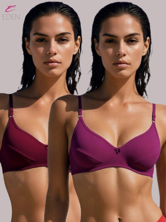 Wirefree Non Padded Soft Cotton Medium Coverage Tshirt Bra Eden 107