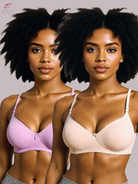 Wirefree ,Non Padded, Cotton ,Medium Coverage, Tshirt Bra ,Skin-Pink