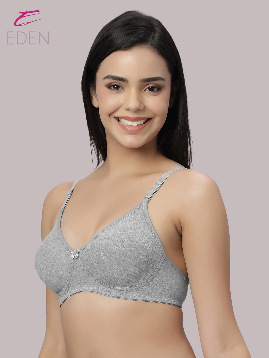 Lightly Padded, Non-Wired ,Simply Soft, T-Shirt Bra,Grey