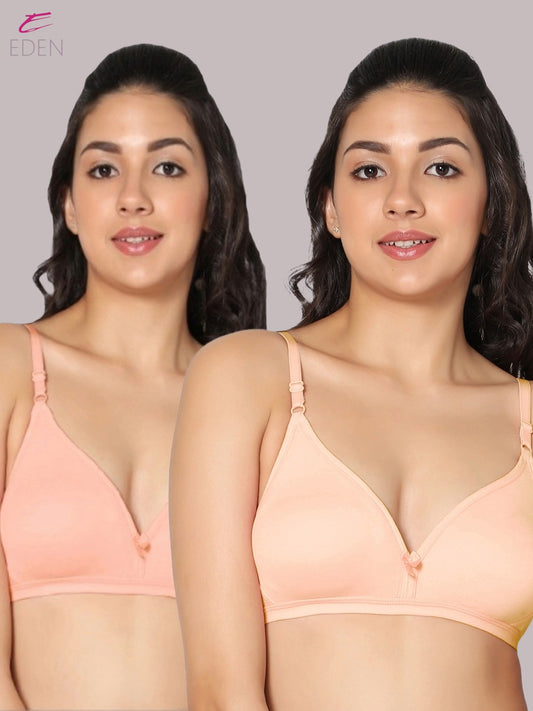 Wirefree, Non Padded, Cotton, Medium Coverage ,Tshirt Bra, Peach-Skin
