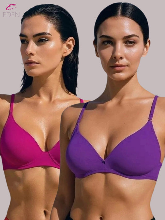 Wirefree, Non Padded, Cotton, Medium Coverage, Tshirt Bra ,Magenta-Purple