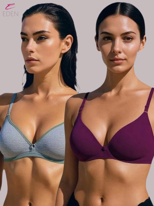 Wirefree, Non Padded, Cotton ,Medium Coverage ,Tshirt Bra,Wine-Grey