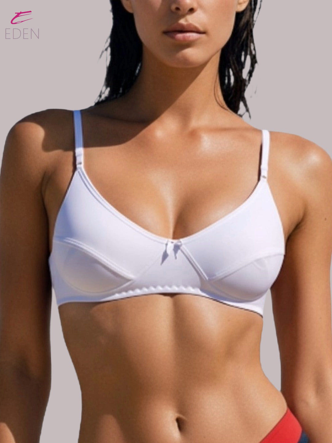 Wirefree, Non Padded, Soft Cotton ,Medium Coverage, Tshirt Bra ,White