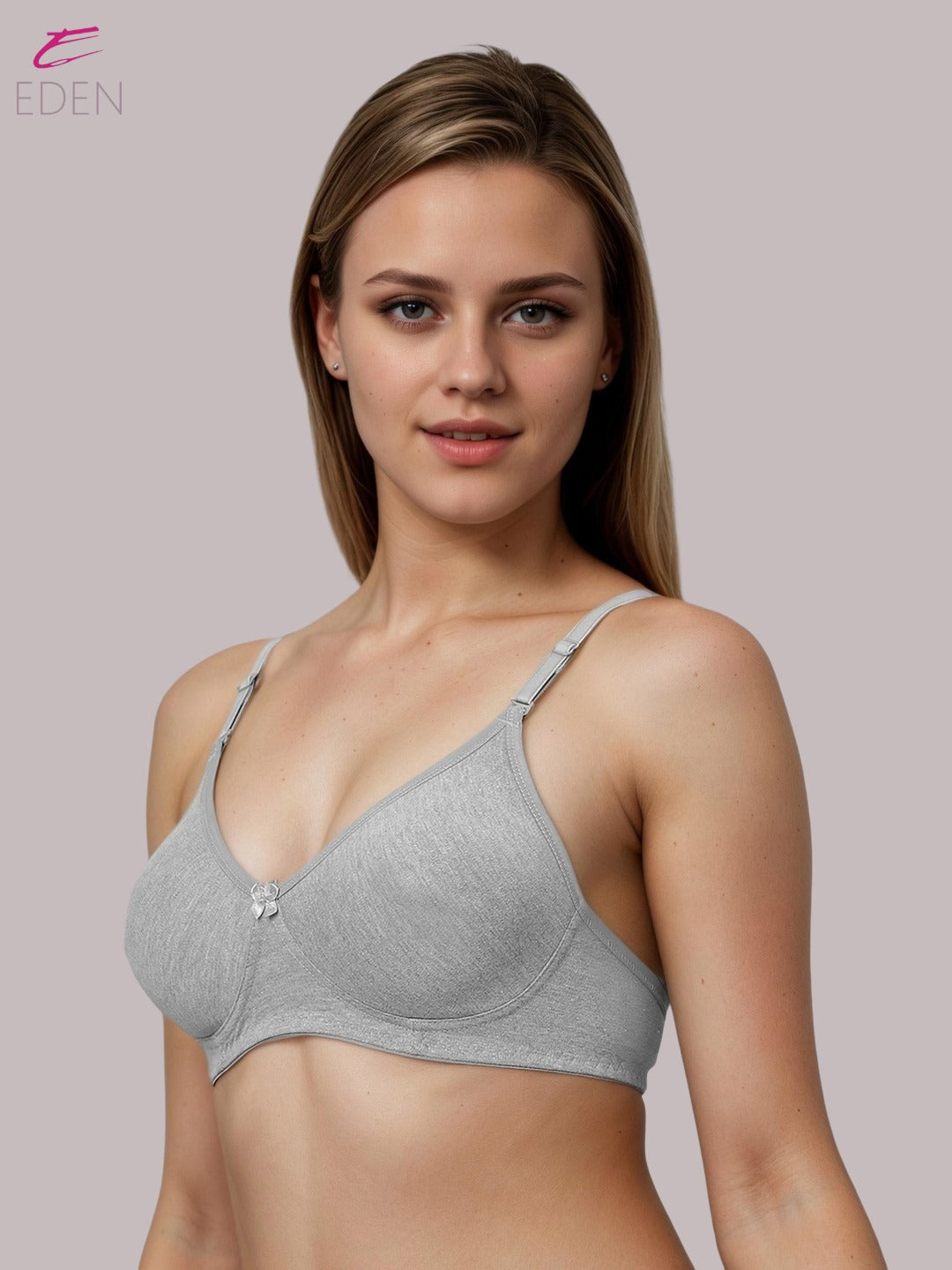 Lightly Padded, Non-Wired, Simply Soft, T-Shirt Bra ,Grey