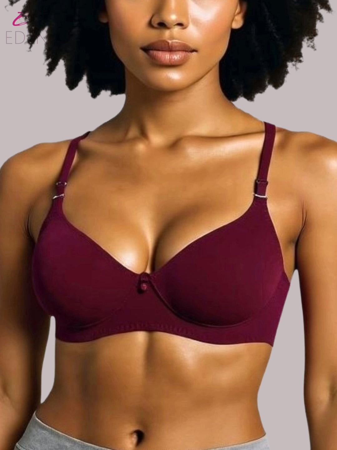 Wirefree ,Non Padded, Cotton ,Medium Coverage, Tshirt Bra ,Maroon
