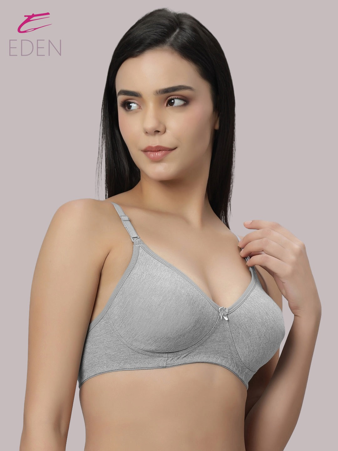 Lightly Padded, Non-Wired ,Simply Soft, T-Shirt Bra,Grey