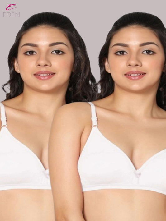 Wirefree, Non Padded, Cotton, Medium Coverage ,Tshirt Bra, White