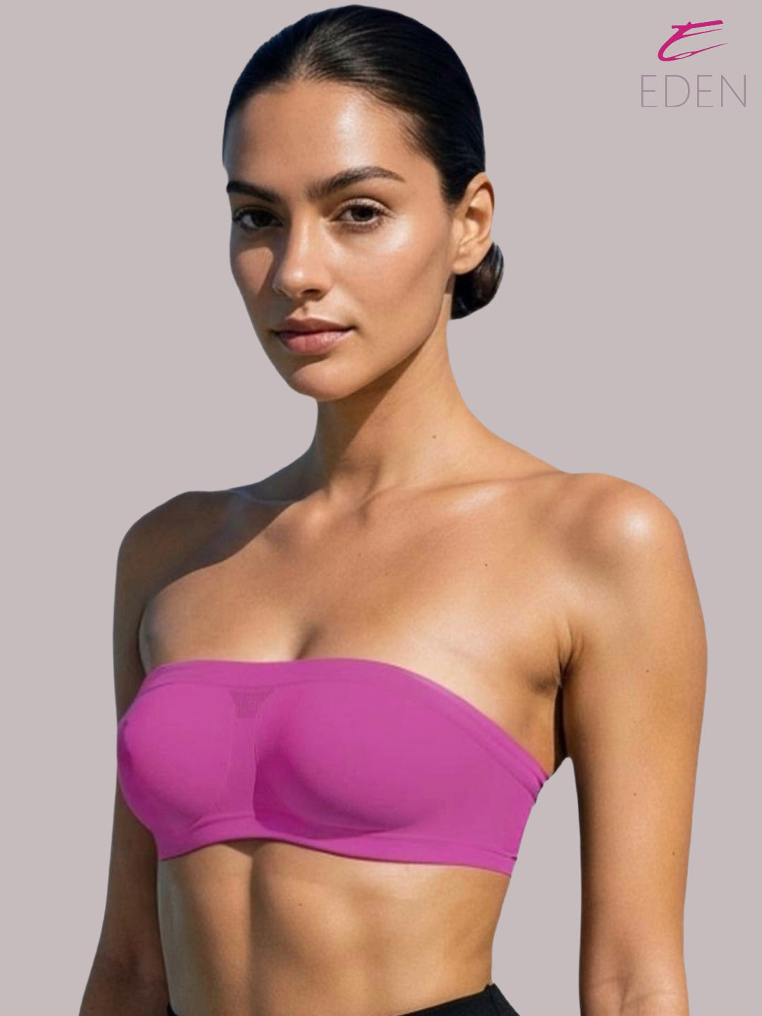 Non Padded, Non-Wired, Simply Soft, Strapless , Seamless, Bandeau Bra ,Slip On ,Nylon,Magenta