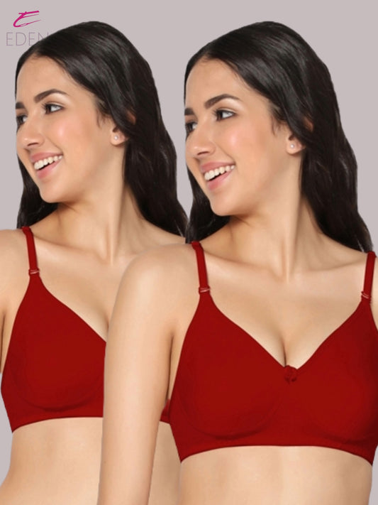 Lightly Padded, Non-Wired, Simply Soft, T-Shirt Bra ,Red
