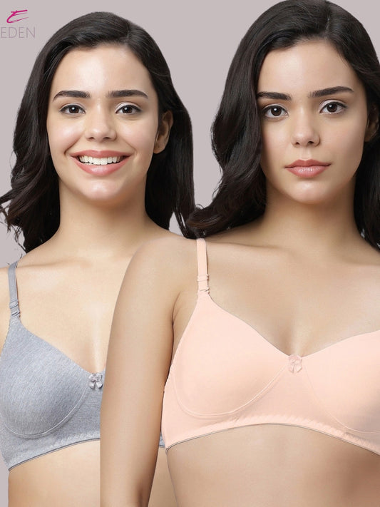 Non Padded, Plus Size, Full Coverage ,Everyday Bra ,T-shirt Bra,Peach-grey