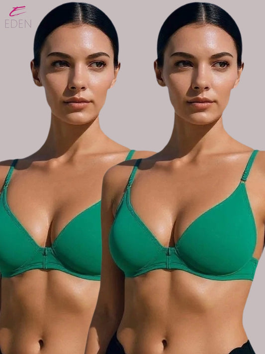 Wirefree, Non Padded, Cotton, Medium Coverage, Tshirt Bra ,Green