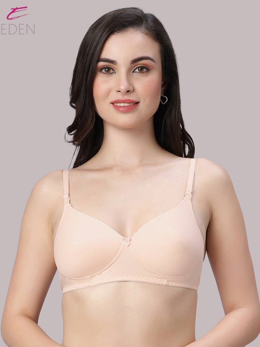 Wirefree ,Padded ,Plus Size, pc interlock, Medium Coverage, Tshirt Bra,Skin