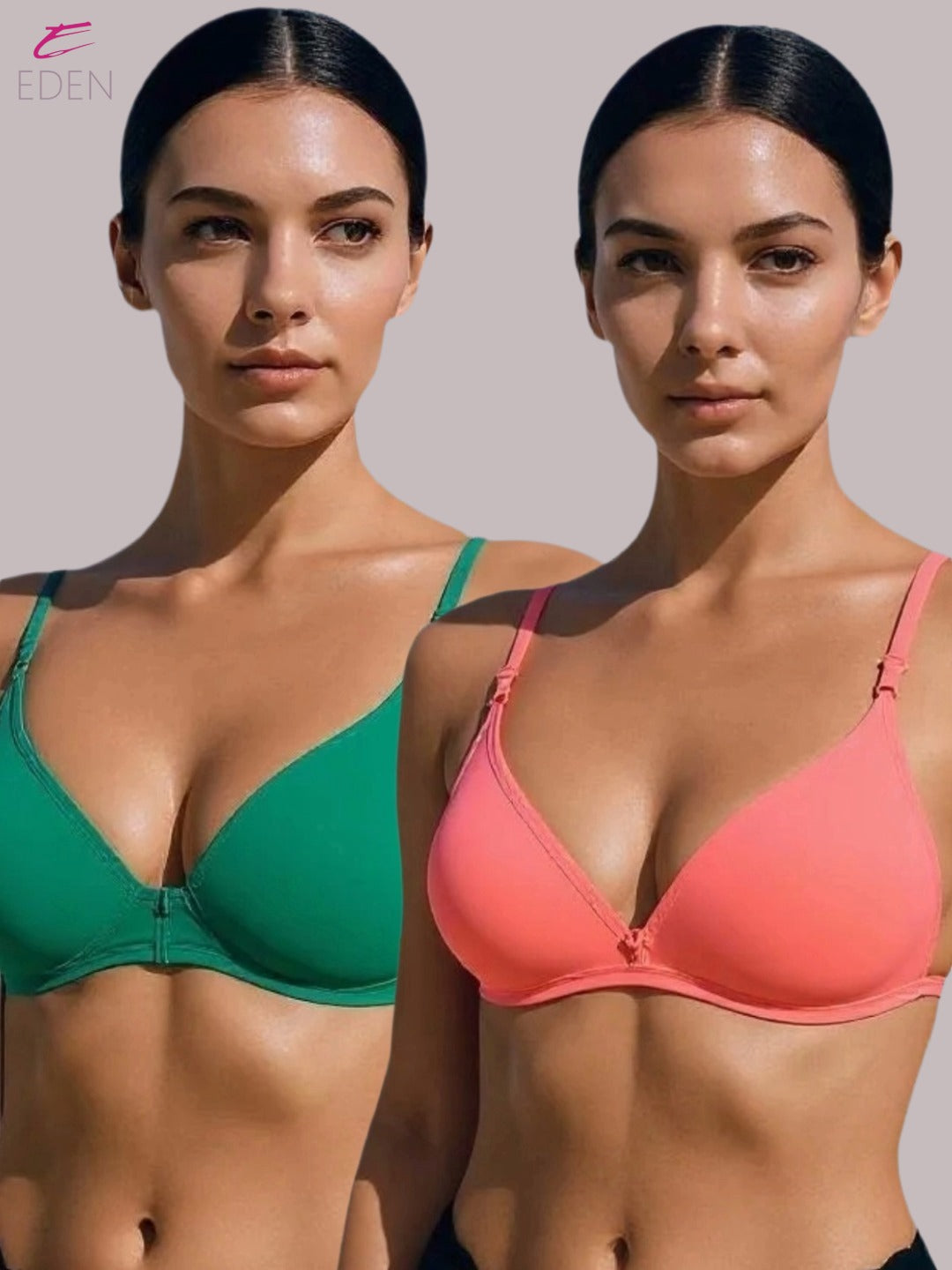 Wirefree, Non Padded, Cotton, Medium Coverage, Tshirt Bra ,Tomato-Green