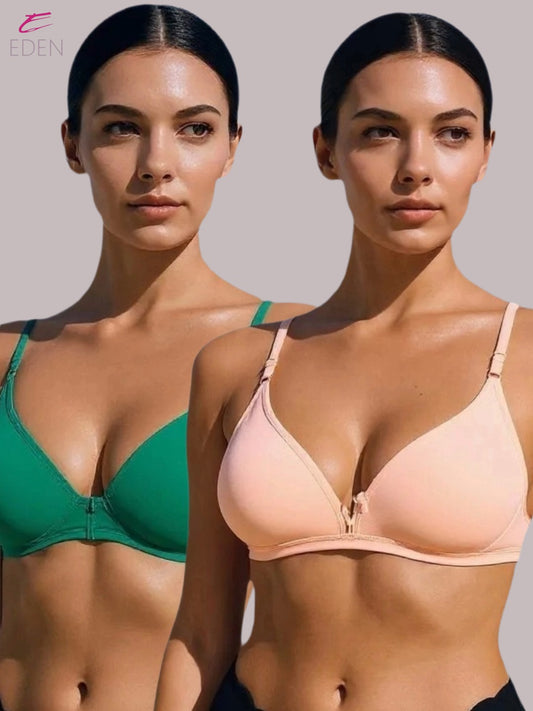 Wirefree, Non Padded, Cotton, Medium Coverage, Tshirt Bra ,Green-Skin