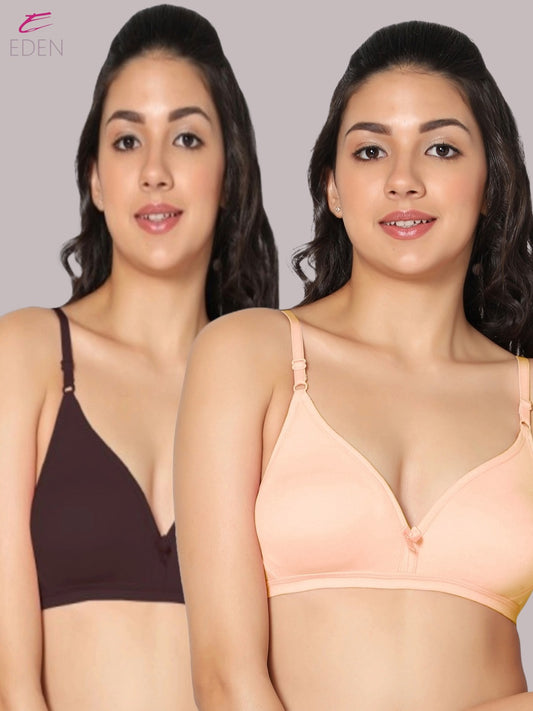 Wirefree, Non Padded, Cotton, Medium Coverage ,Tshirt Bra, Coffee-Skin