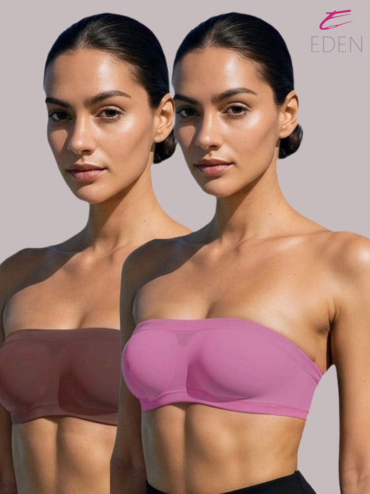 Non Padded, Non-Wired, Simply Soft, Strapless , Seamless, Bandeau Bra ,Slip On ,Nylon,Mauve,coffee