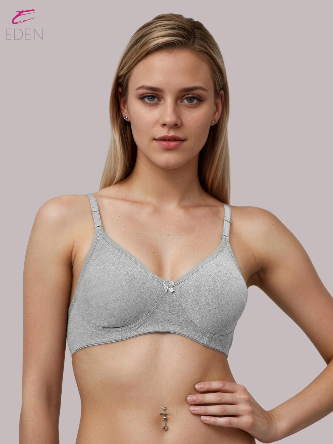 Lightly Padded, Non-Wired, Simply Soft, T-Shirt Bra ,Grey