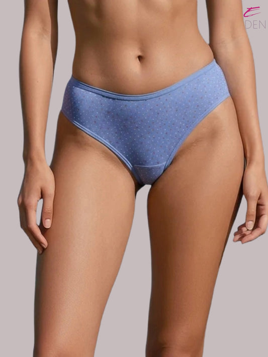 Eden ,Medium Rise, Full Coverage,  Outer Elastic,Printed,Hipster Panty-OE045 ,Coastalineblue