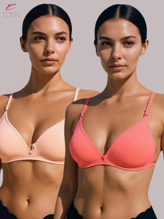 Wirefree, Non Padded, Cotton, Medium Coverage, Tshirt Bra ,Tomato-Skin