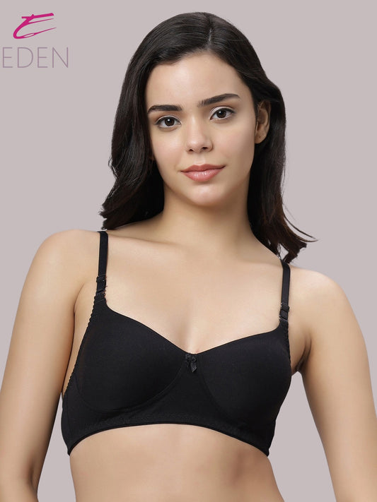 Non Padded, Plus Size, Full Coverage ,Everyday Bra ,T-shirt Bra,Black