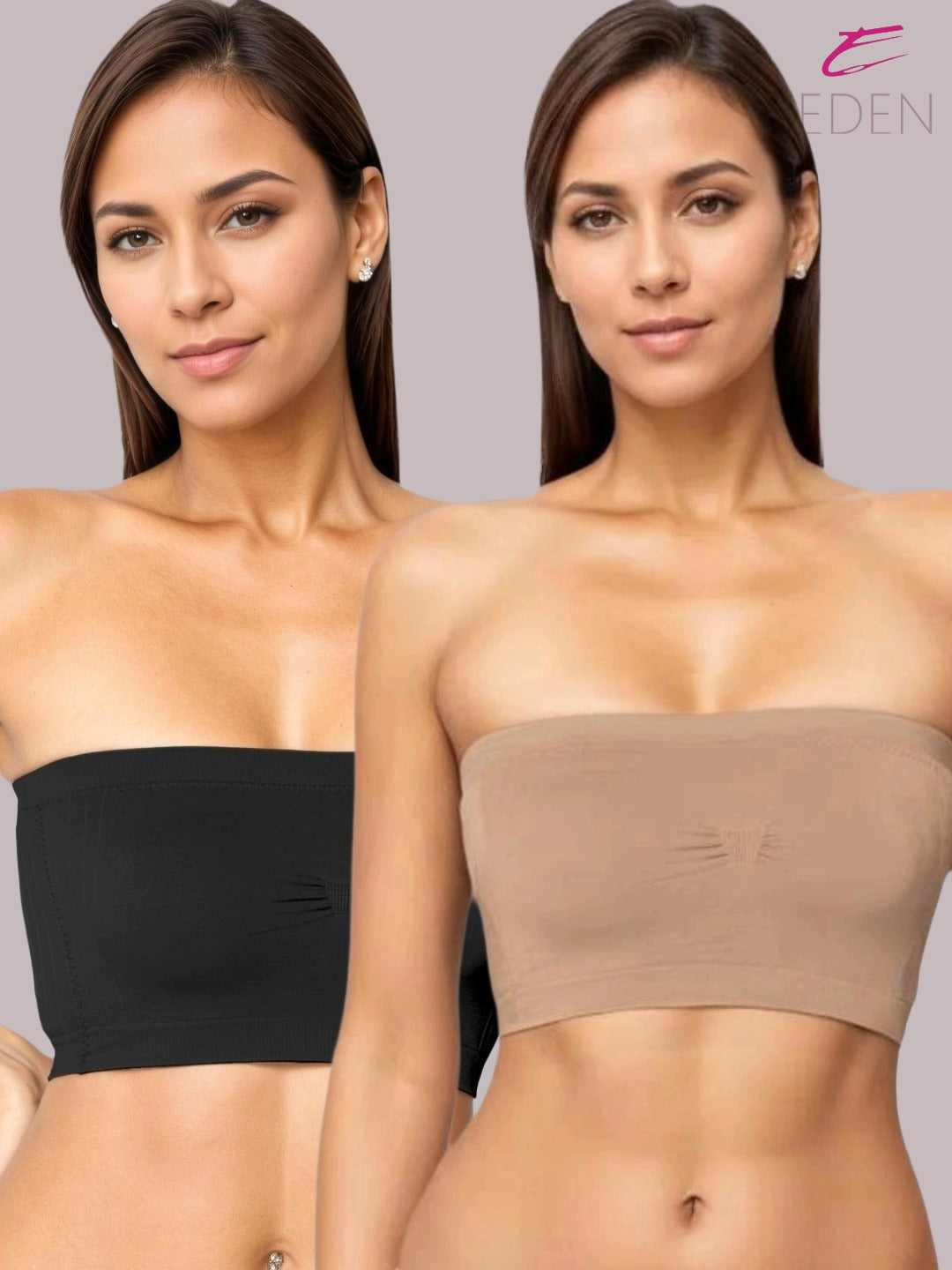 soft Padded, Non-Wired, Simply Soft, Strapless , Seamless, Bandeau Bra ,Slip On ,Elastane fabric,Skin,Black
