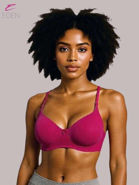 Wirefree ,Non Padded, Cotton ,Medium Coverage, Tshirt Bra ,Magenta