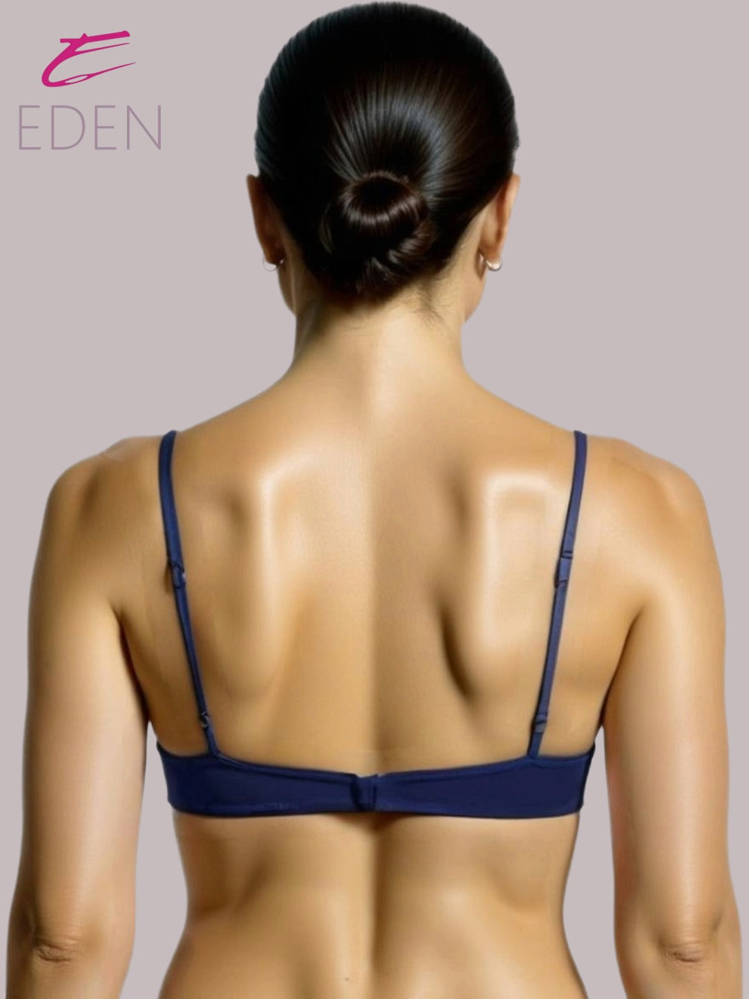 Wirefree,Padded, Plus Size, Cotton ,Medium Coverage, Tshirt Bra, Lace Styling, Navyblue