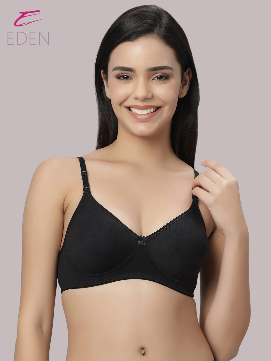 Lightly Padded, Non-Wired ,Simply Soft, T-Shirt Bra,Black