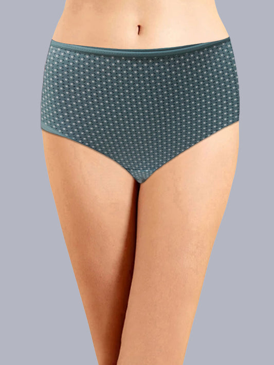 Eden Medium Rise Full Coverage Hipster Panty (Pack of 1) - Teal Green printed