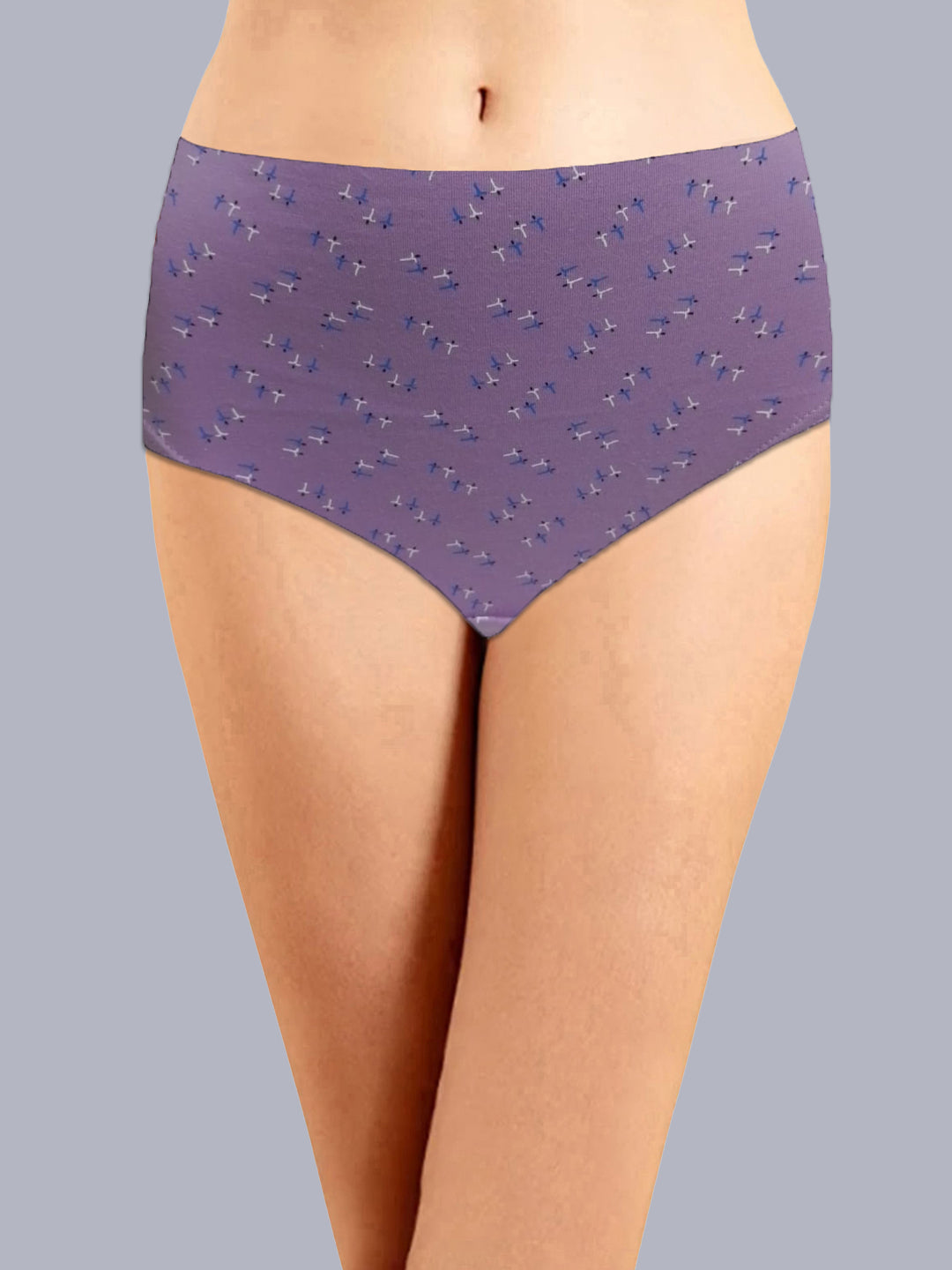 Eden Medium Rise Full Coverage Hipster Panty (Pack of 1) -Purple printed