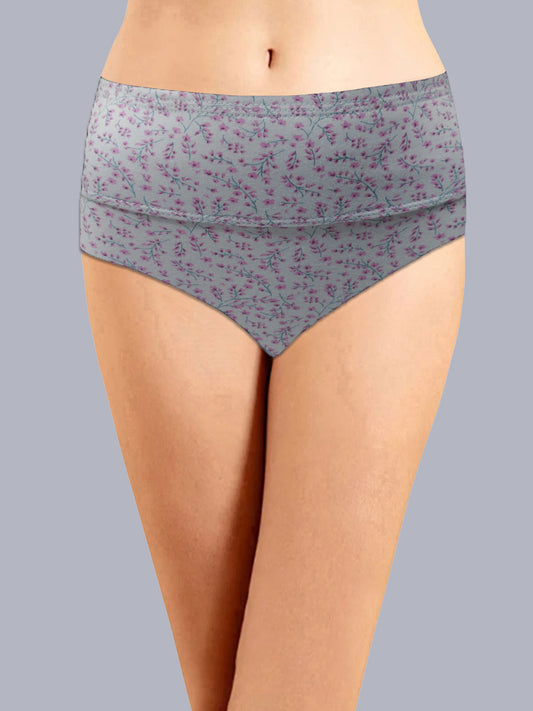Eden High Rise Full Coverage Hipster Panty (Pack of 1) -ice Blue print