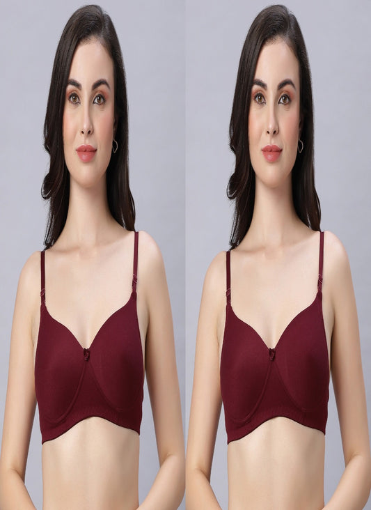 Eden102 Full Coverage Padded Bra maroon color(pack of 2)