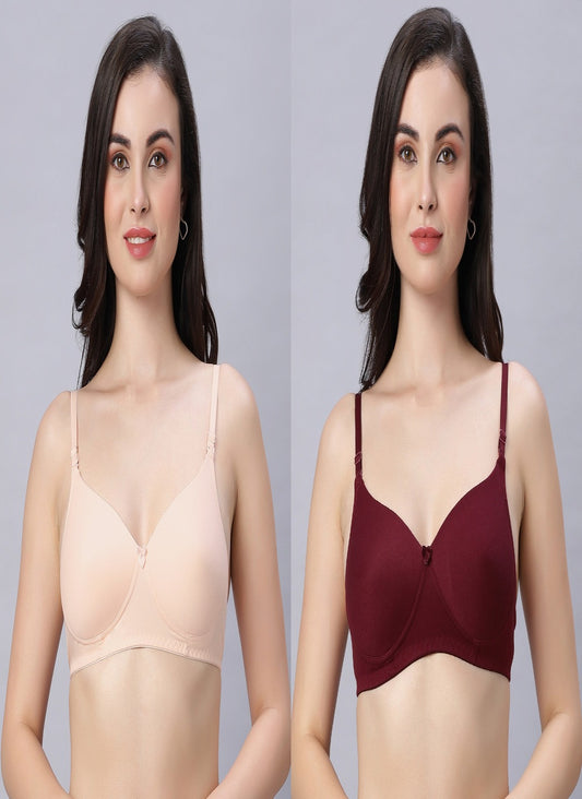 Eden102 Full Coverage Padded Bra SKIN Maroon color(pack of 2)