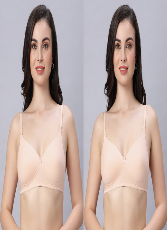 Eden102 Full Coverage Padded Bra Skin color(pack of 2)