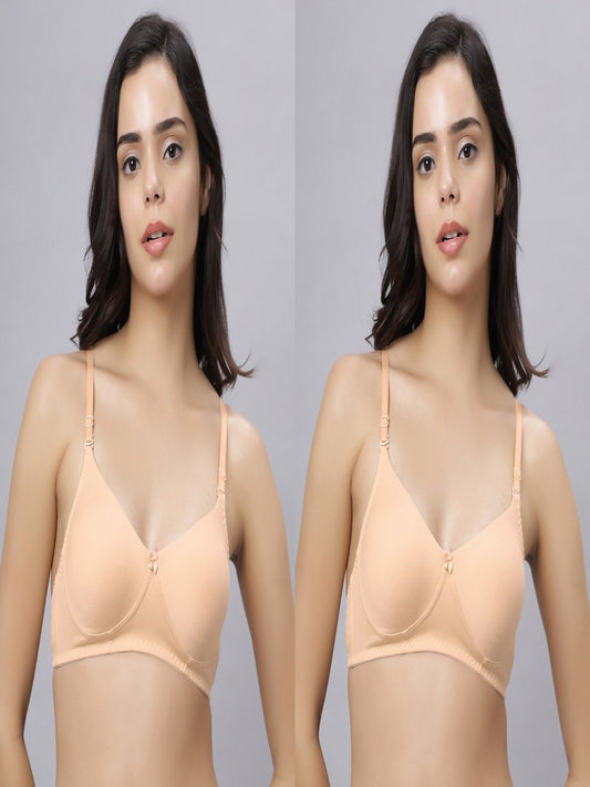 Eden103 Full Coverage Non Padded Skin color Bra (pack of 2)