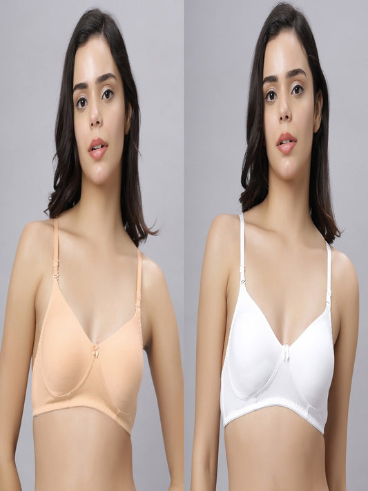 Eden103 Full Coverage Non Padded Skin White color Bra (pack of 2)