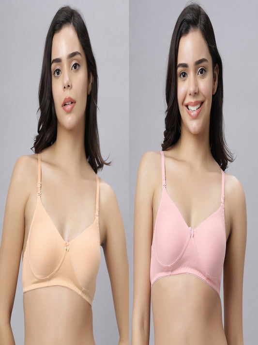 Eden103 Full Coverage Non Padded Skin Pink color Bra (pack of 2)