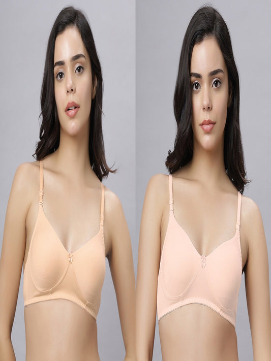 Eden103 Full Coverage Non Padded Skin peach color Bra (pack of 2)