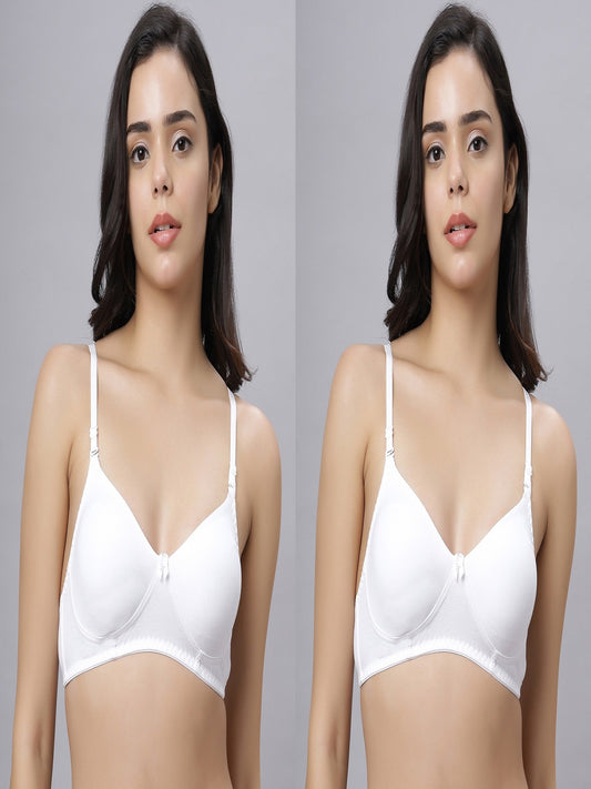 Eden103 Full Coverage Non Padded White color Bra (pack of 2)